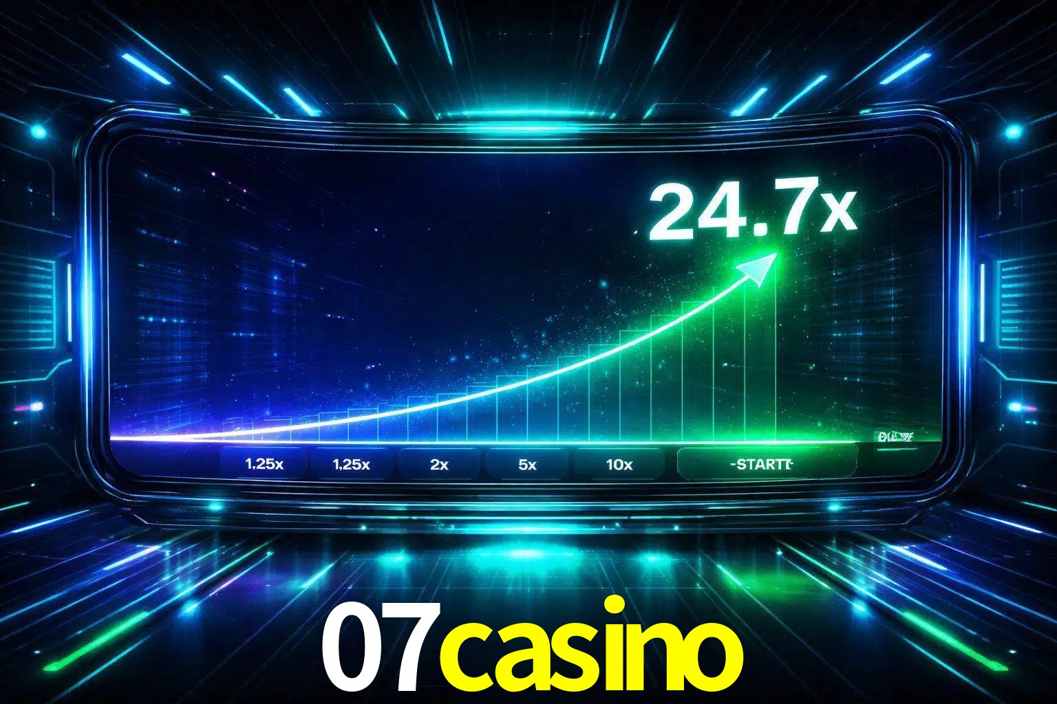 Una pantalla moderna de juego estilo crash con multiplicadores ascendentes, visuales de neón y una interfaz intensa enfocada en la acción.